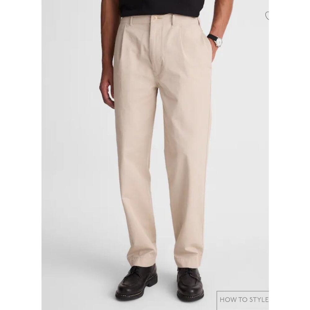 NWT Madewell Pleated Chino Pants in Uniform Twill Beige 33 - Picture 5 of 11